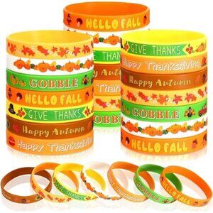 42pcs Thanksgiving Party Favors Silicone Bracelets Rubber Wristbands Accessories
